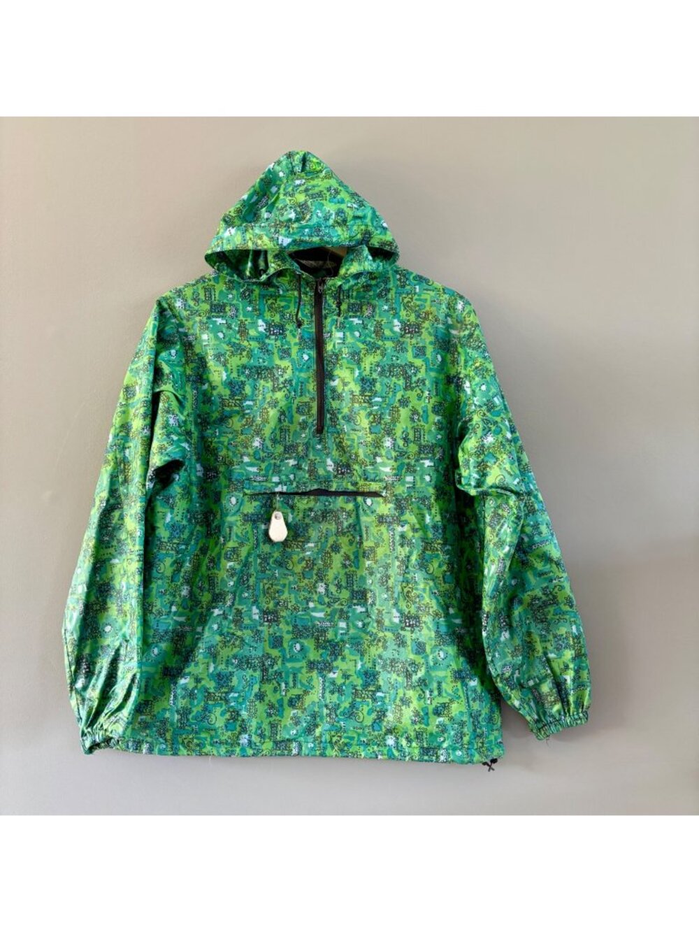 Vintage 1970s Sears Sportswear Green Psychedelic Hooded Anorak Jacket Unisex